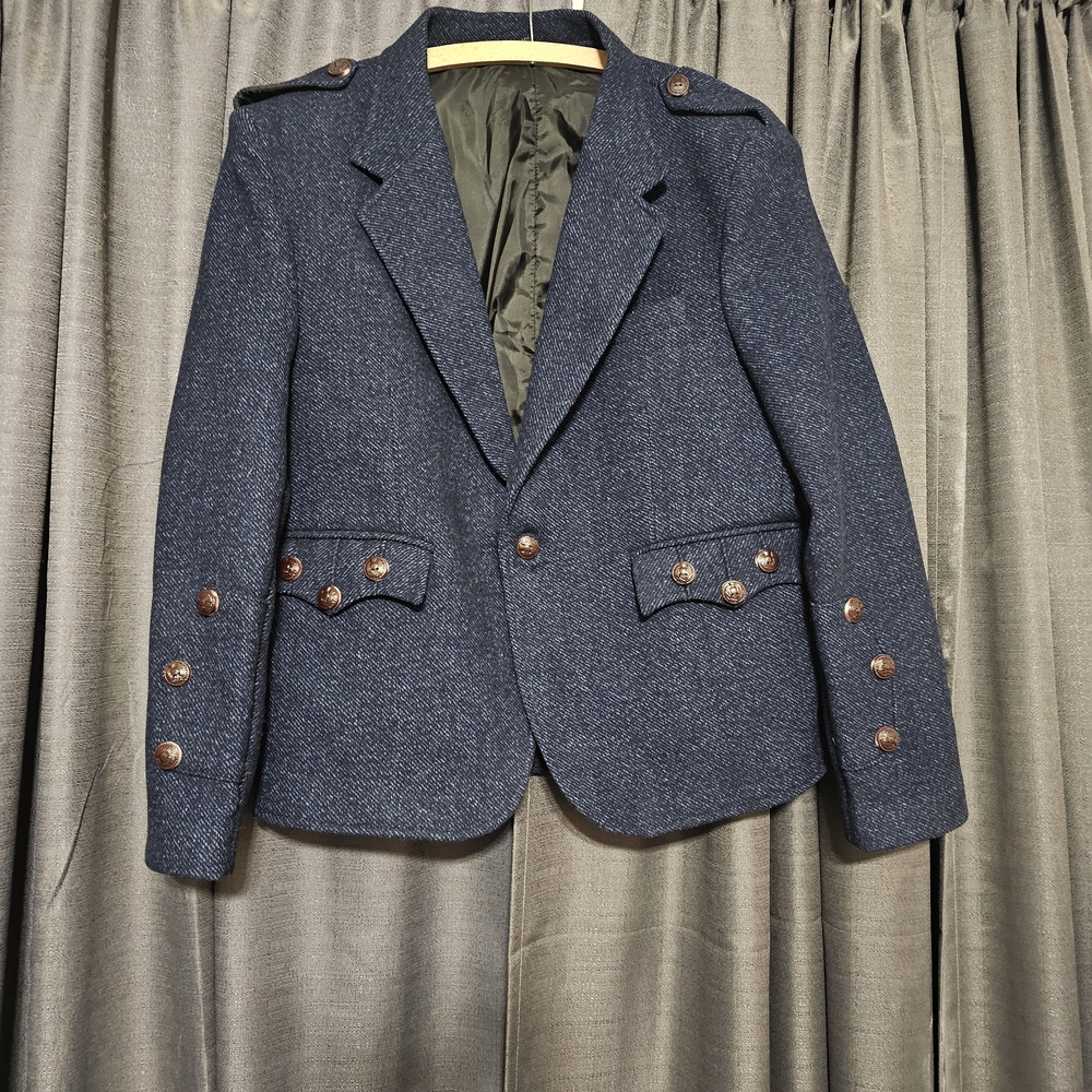 Men's Scottish Navy Blazer with Brown Buttons